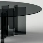 Table à Manger Ronde en Verre Extra-Clair ou Fumé Made in Italy - Thommy Viadurini