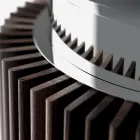 Table à manger ronde en verre fumé avec base en bois Made in Italy - Rondo Viadurini