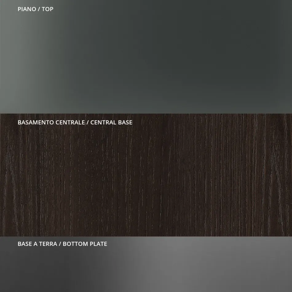 Table à manger ronde en verre fumé avec base en bois Made in Italy - Rondo Viadurini