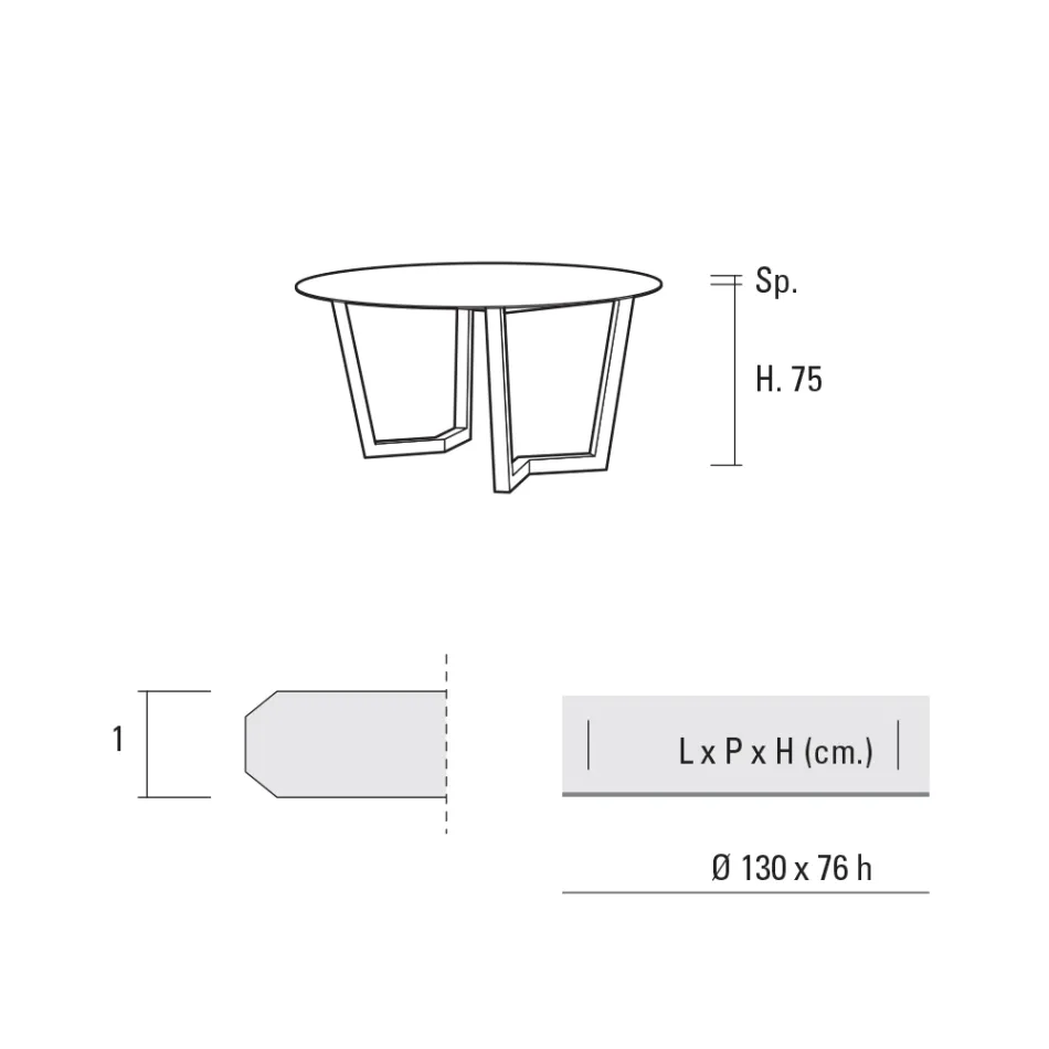 Table à manger ronde en métal et Hpl laminé Made in Italy - Bastiano Viadurini