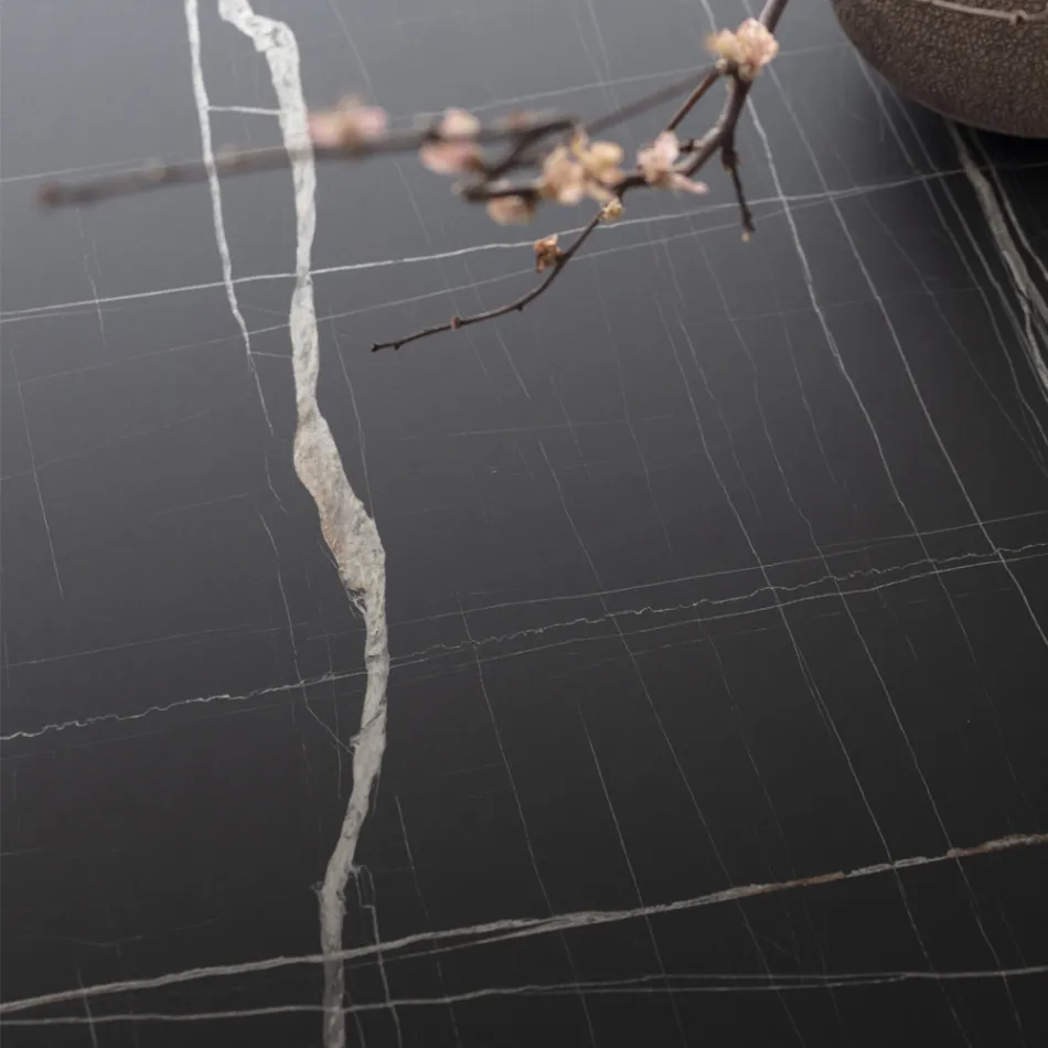 Table à manger ronde en métal et Hpl laminé Made in Italy - Bastiano Viadurini