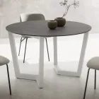 Table à manger ronde en métal et Hpl laminé Made in Italy - Bastiano Viadurini