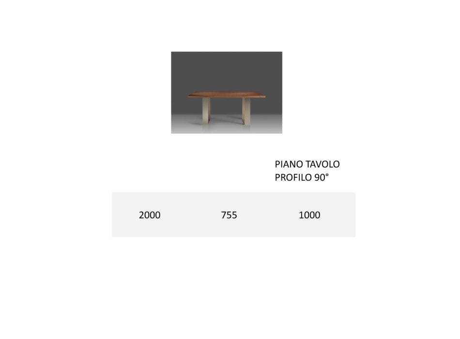 Structure de table à manger en fer et bois massif Made in Italy - Romino Viadurini