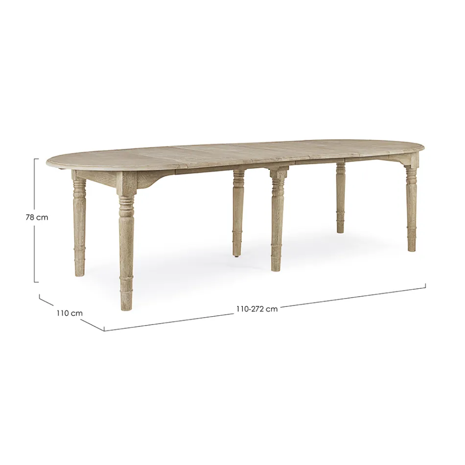 Table à manger ronde extensible jusqu'à 272 cm en bois Homemotion - Guglio Viadurini