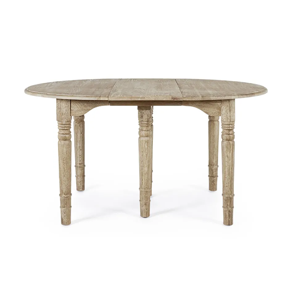 Table à manger ronde extensible jusqu'à 272 cm en bois Homemotion - Guglio Viadurini