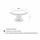 table ronde Cassia, bois noir piano et plateau en verre Viadurini