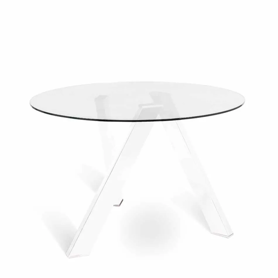 table ronde avec plateau en verre en Adam, un design moderne Viadurini