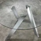 table ronde avec plateau en verre en Adam, un design moderne Viadurini