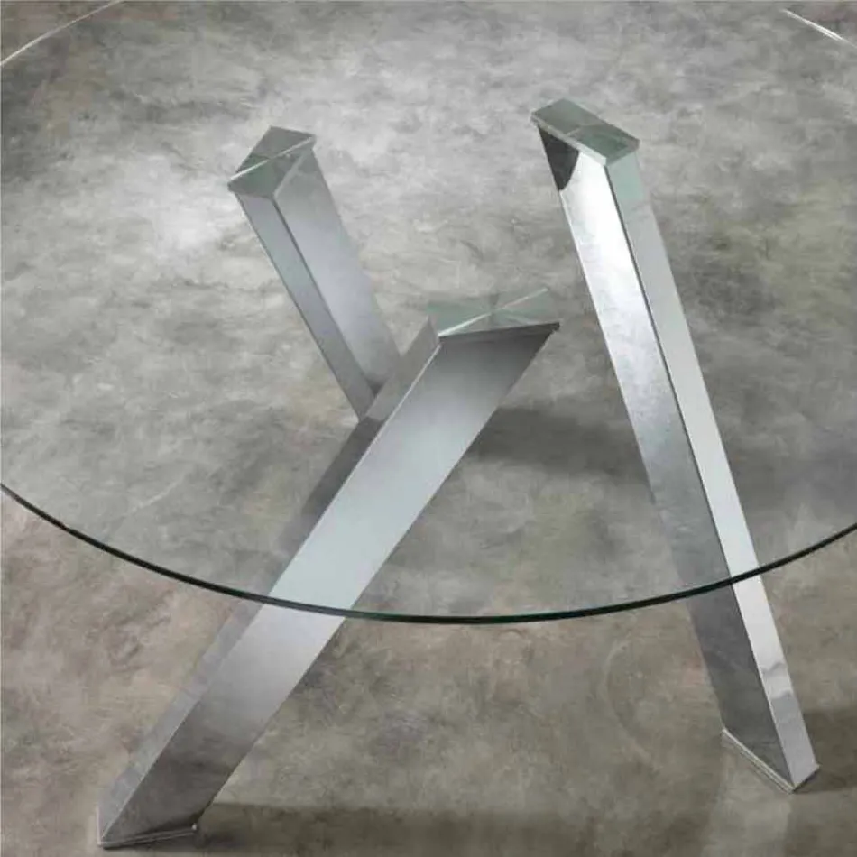 table ronde avec plateau en verre en Adam, un design moderne Viadurini