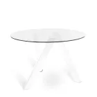 Table de salle à manger ronde Adamo avec plateau en verre, design moderne Viadurini