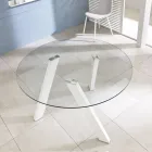 Table de salle à manger ronde Adamo avec plateau en verre, design moderne Viadurini