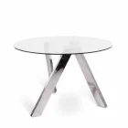 table ronde avec plateau en verre en Adam, un design moderne Viadurini