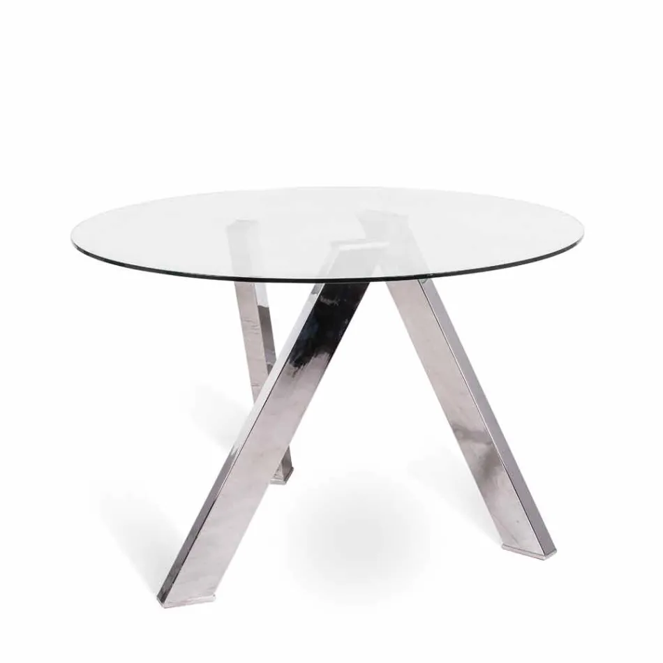 table ronde avec plateau en verre en Adam, un design moderne Viadurini