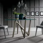 Table à manger ronde en verre transparent et pieds en polyuréthane - Stalto Viadurini