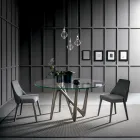 Table à manger ronde en verre transparent et pieds en polyuréthane - Stalto Viadurini