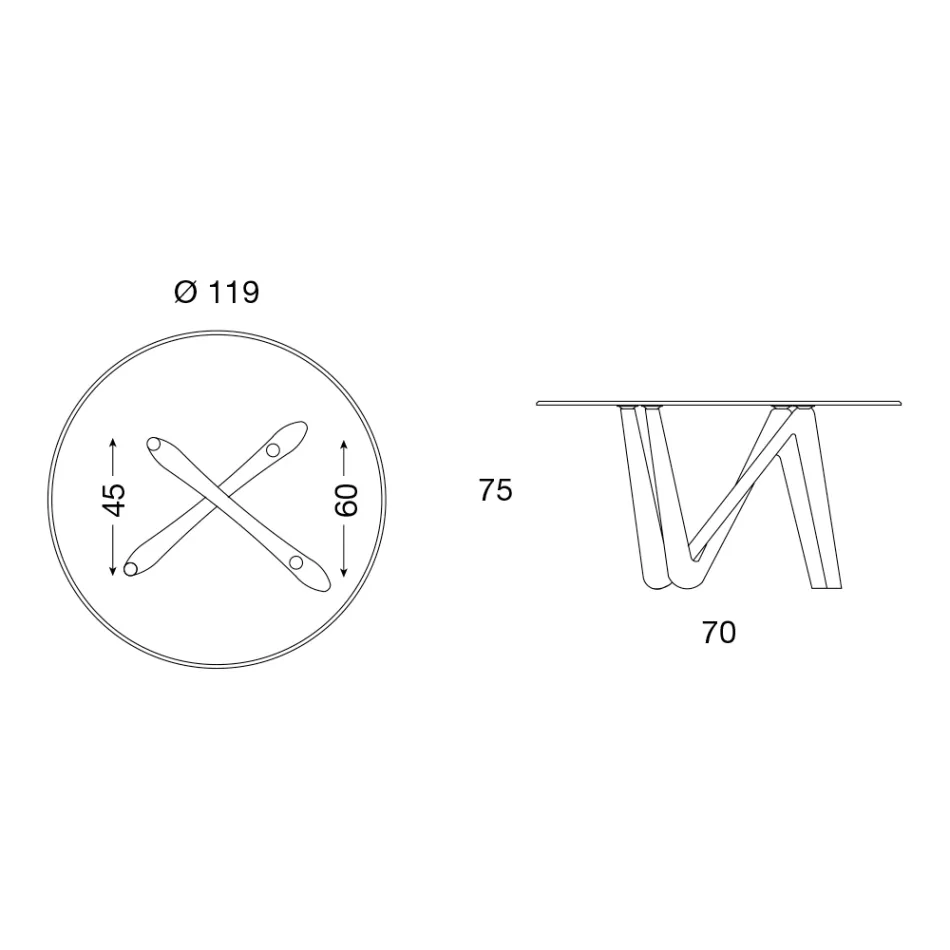 Table à manger ronde en verre transparent et pieds en polyuréthane - Stalto Viadurini