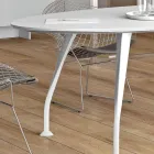 Table de réunion ovale en mélaminé blanc - Fadila Viadurini