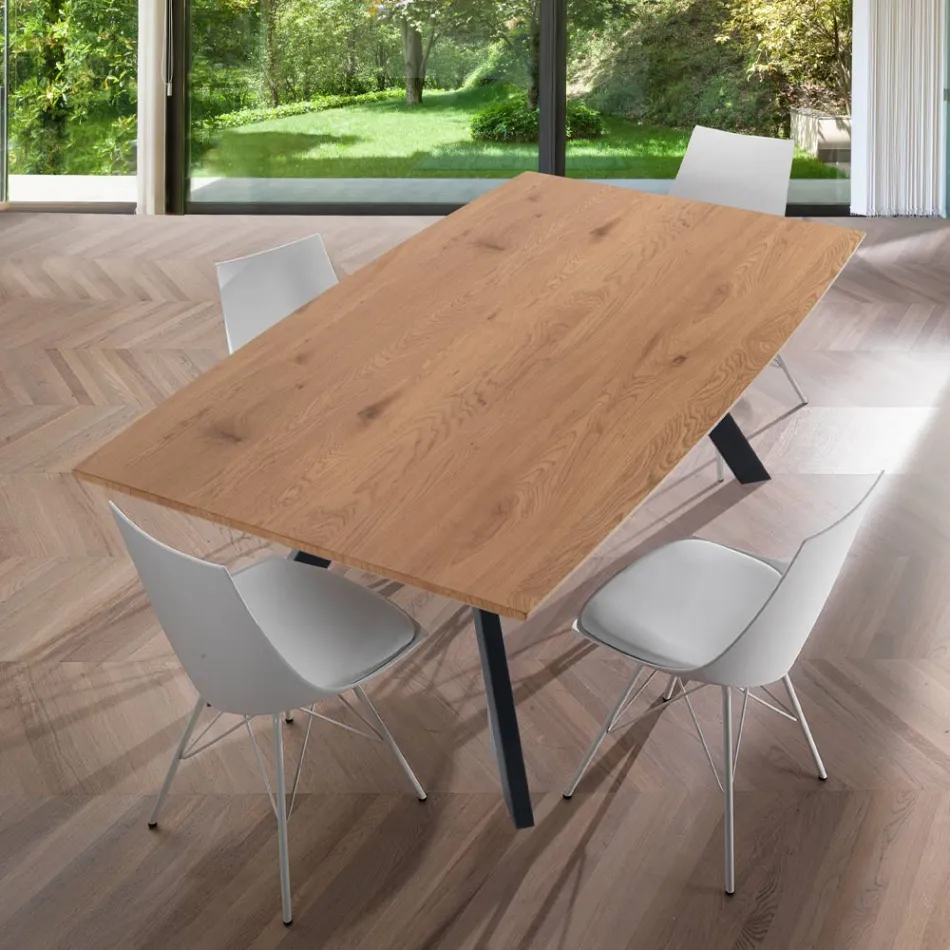 Table de salon avec pieds en acier et plateau en MDF - Terullio Viadurini