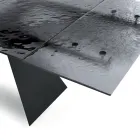 Table de salon 160x90 avec plateau en verre martelé transparent - Martello Viadurini