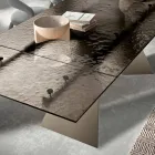 Table de salon 160x90 avec plateau en verre martelé transparent - Martello Viadurini