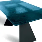 Table de salon 160x90 avec plateau en verre martelé transparent - Martello Viadurini