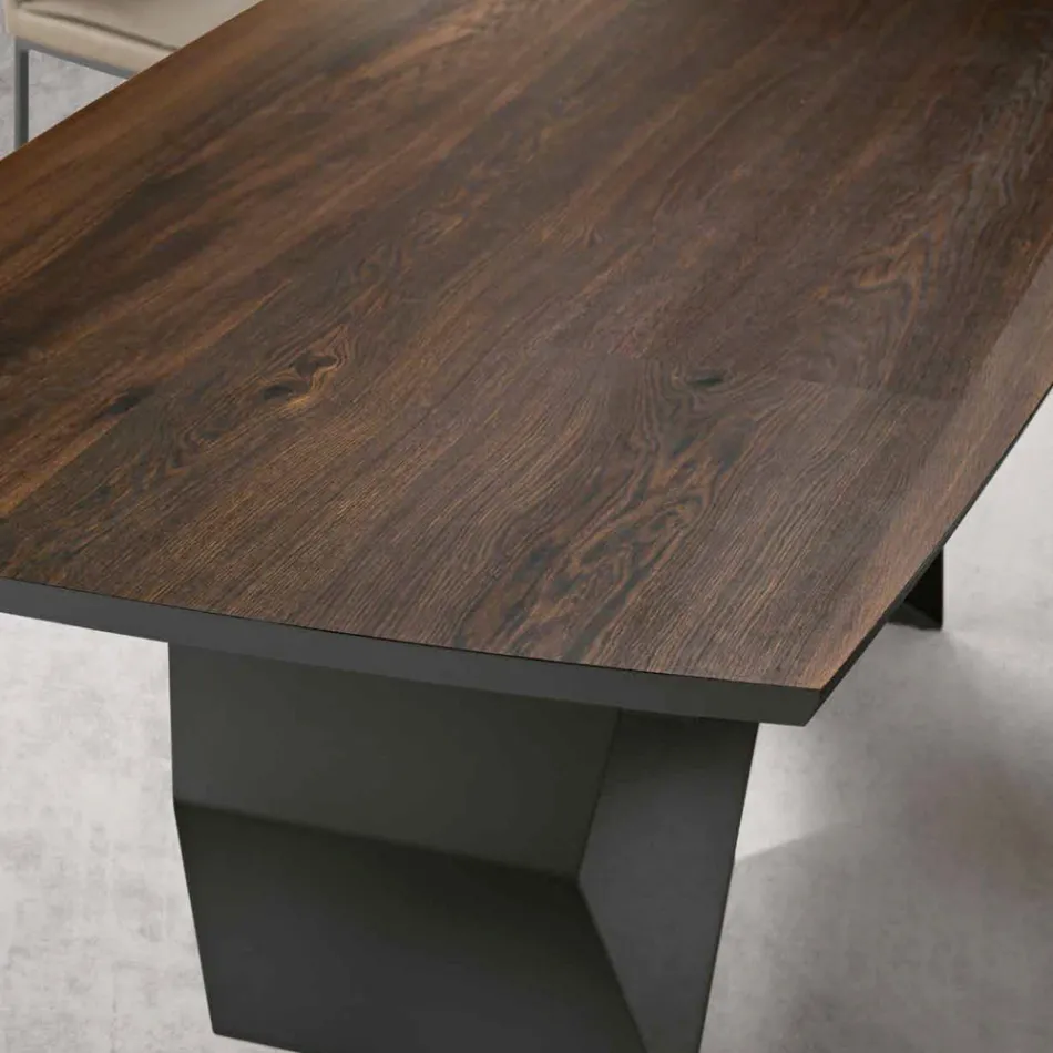 Table de Salon 200x100 en Placage Chêne et Métal - Cross Viadurini