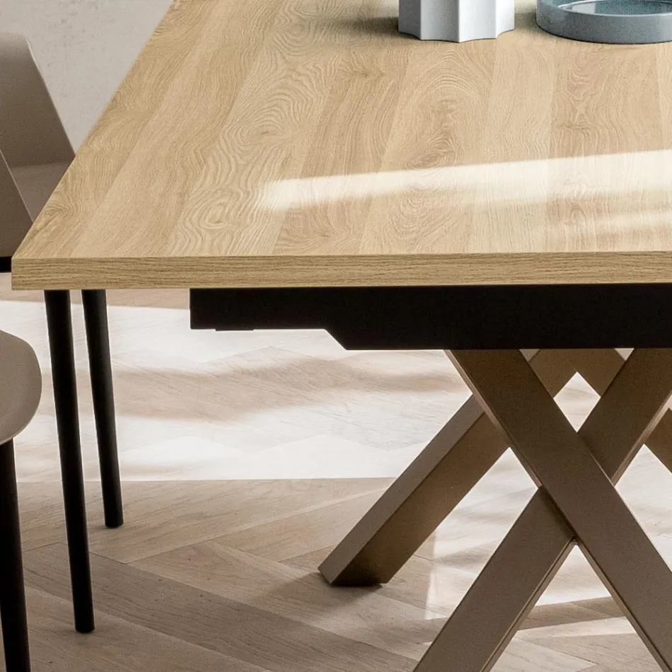 Table de salon extensible 260 ou 300 cm en métal et HPL - Borgo Viadurini