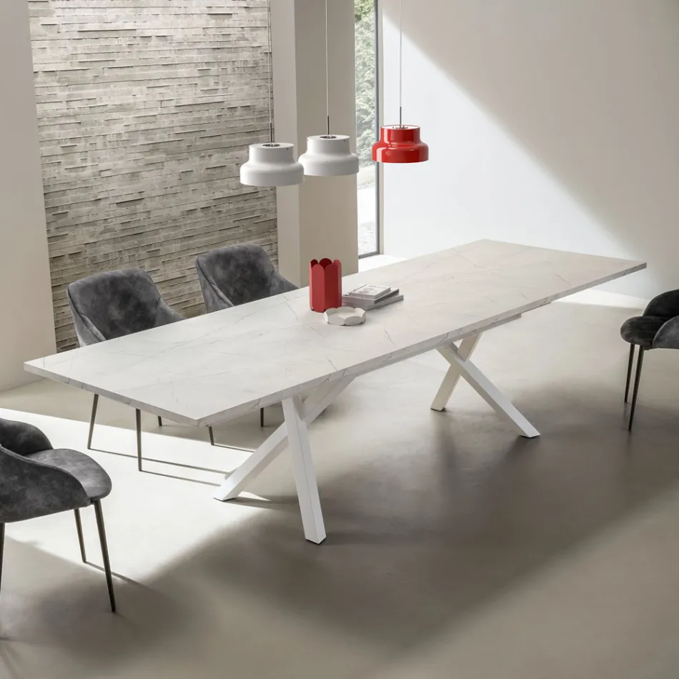 Table de salon extensible 260 ou 300 cm en métal et HPL - Borgo Viadurini
