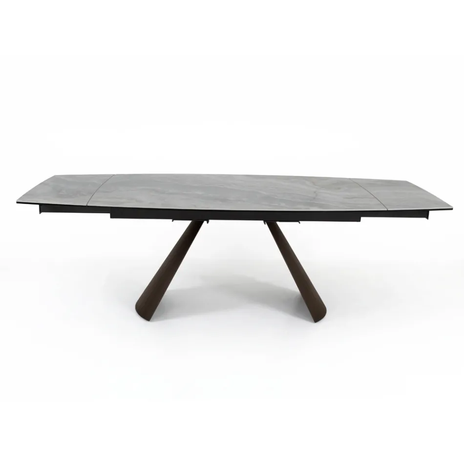 Table de Salon Extensible avec Plateau en Forme de Tonneau en Céramique Made in Italy - Verres Viadurini