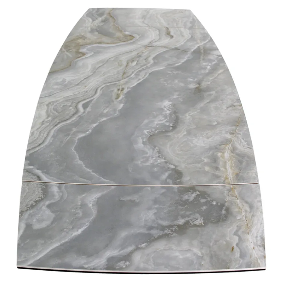 Table de Salon Extensible avec Plateau en Forme de Tonneau en Céramique Made in Italy - Verres Viadurini