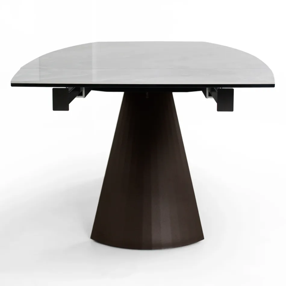 Table de Salon Extensible avec Plateau en Forme de Tonneau en Céramique Made in Italy - Verres Viadurini