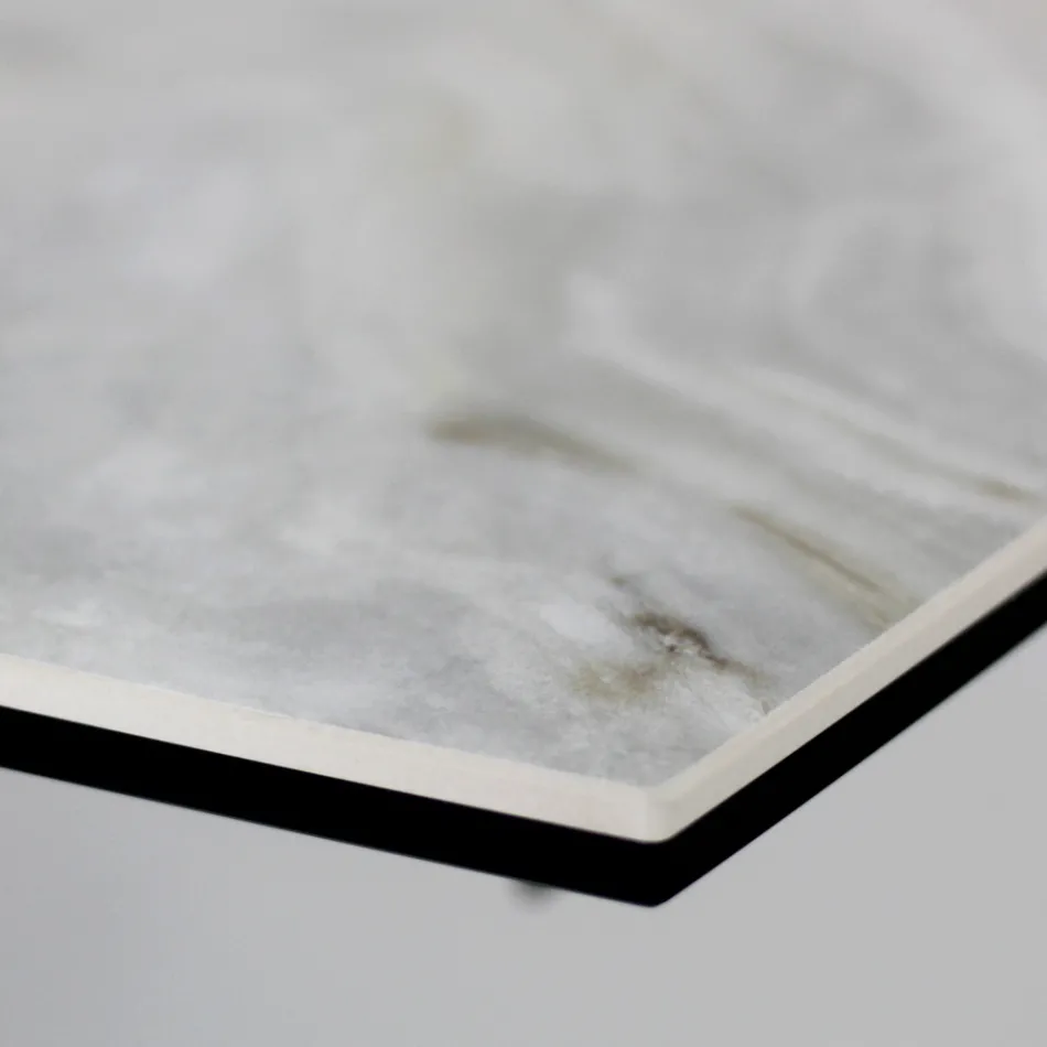 Table de Salon Extensible avec Plateau en Forme de Tonneau en Céramique Made in Italy - Verres Viadurini