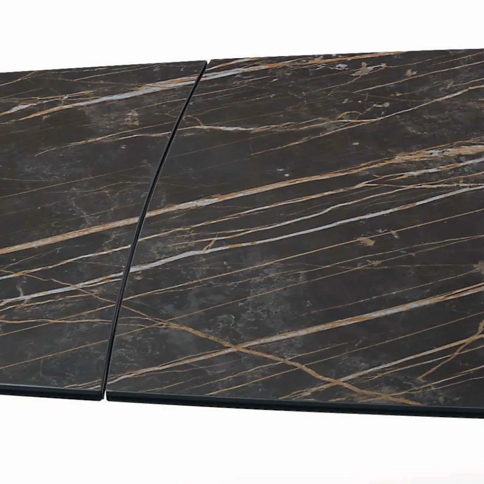 Table de Salon Extensible avec Plateau en Forme de Tonneau en Céramique Made in Italy - Verres Viadurini