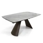 Table de salon extensible avec plateau tonneau en céramique fabriquée en Italie - Verres Viadurini