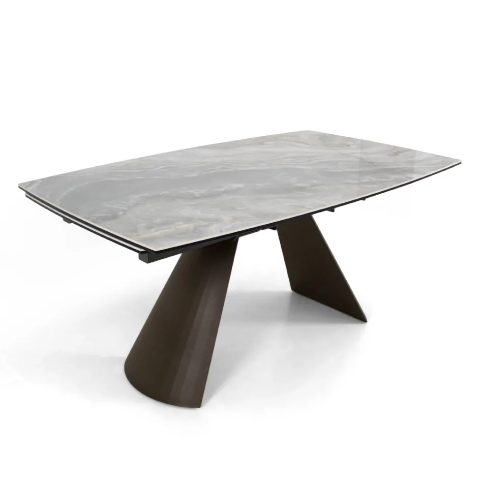 Table de salon extensible avec plateau tonneau en céramique fabriquée en Italie - Verres Viadurini