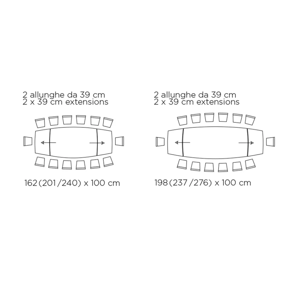 Table de Salon Extensible avec Plateau en Forme de Tonneau en Céramique Made in Italy - Verres Viadurini