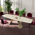 Table de Salon Extensible avec Plateau en Forme de Tonneau en Céramique Made in Italy - Verres Viadurini