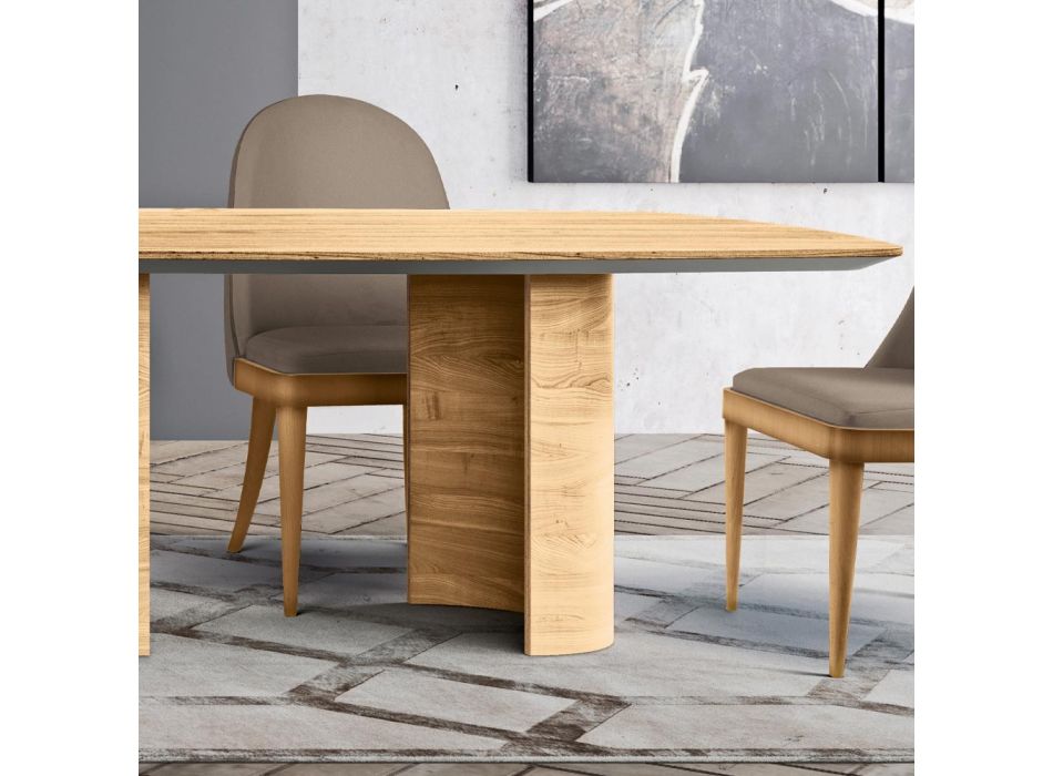 Table de salon avec plateau et base en bois fabriquée en Italie - Enchères Viadurini