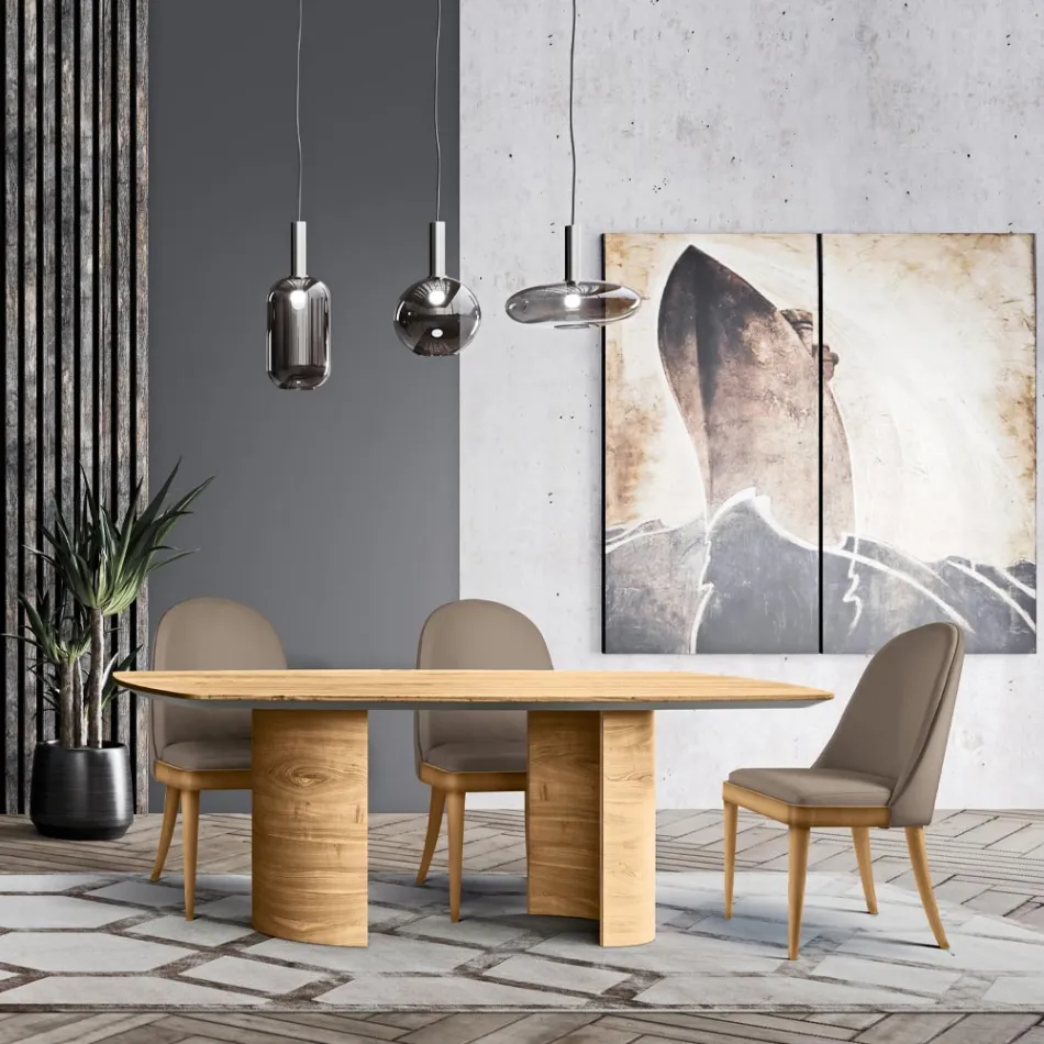 Table de salon avec plateau et base en bois fabriquée en Italie - Enchères Viadurini