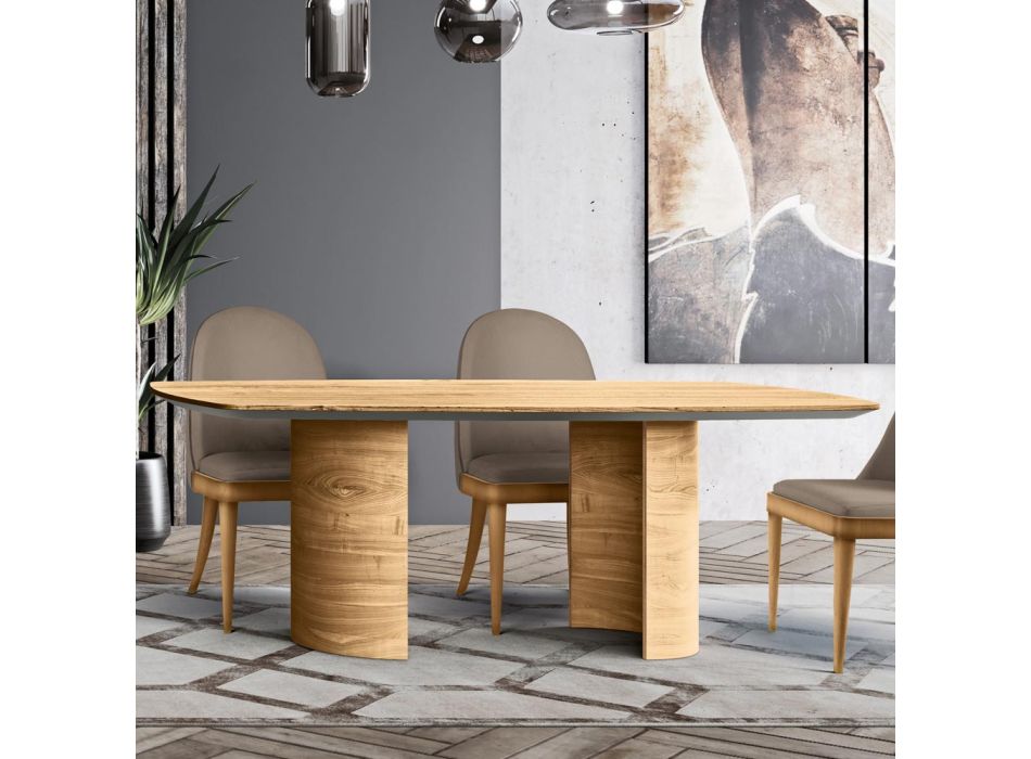 Table de salon avec plateau et base en bois fabriquée en Italie - Enchères Viadurini
