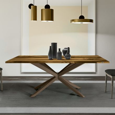 Table de Salon avec Plateau en Chêne et Résine Epoxy Colorée - Miklas Viadurini