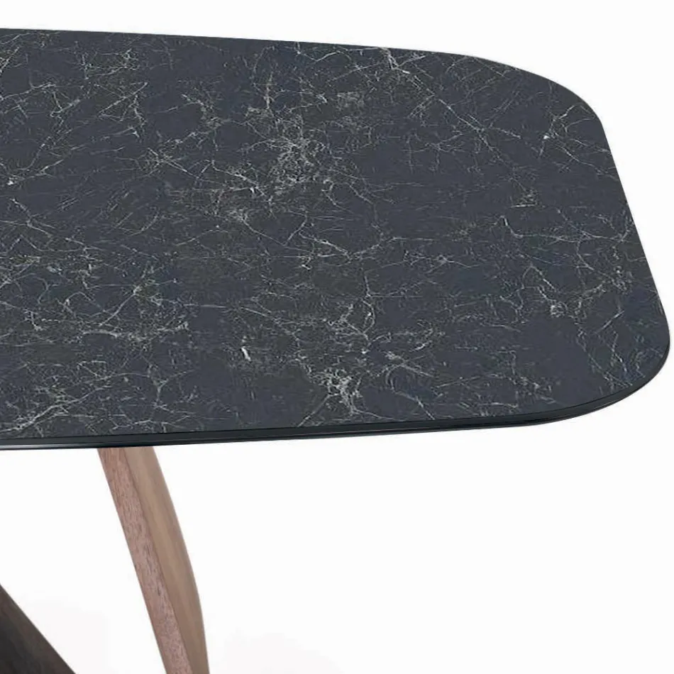 Table de salon fixe avec base en bois fabriquée en Italie - Equatore Viadurini