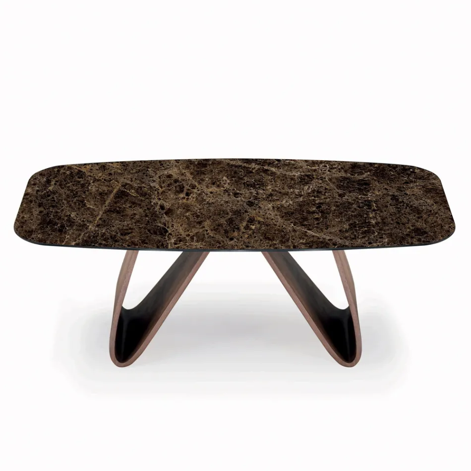 Table de salon fixe avec base en bois fabriquée en Italie - Equatore Viadurini