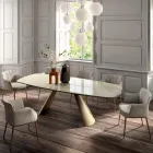 Table de Salon Fixe avec Plateau en Forme de Tonneau en Céramique Made in Italy - Verres Viadurini