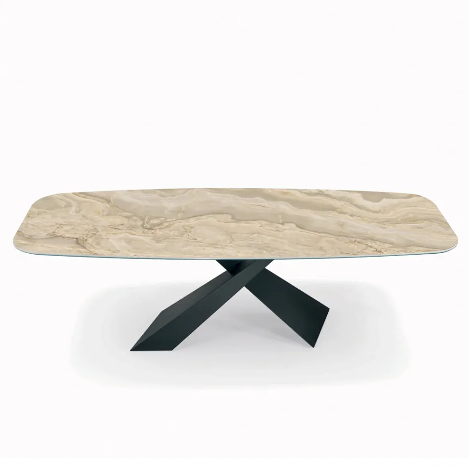 Table de Salon Fixe avec Plateau en Céramique Made in Italy - Vacances Viadurini