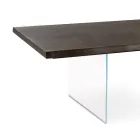 Table de Salon en Placage de Chêne et Base en Verre Trempé - Nicofisso Viadurini