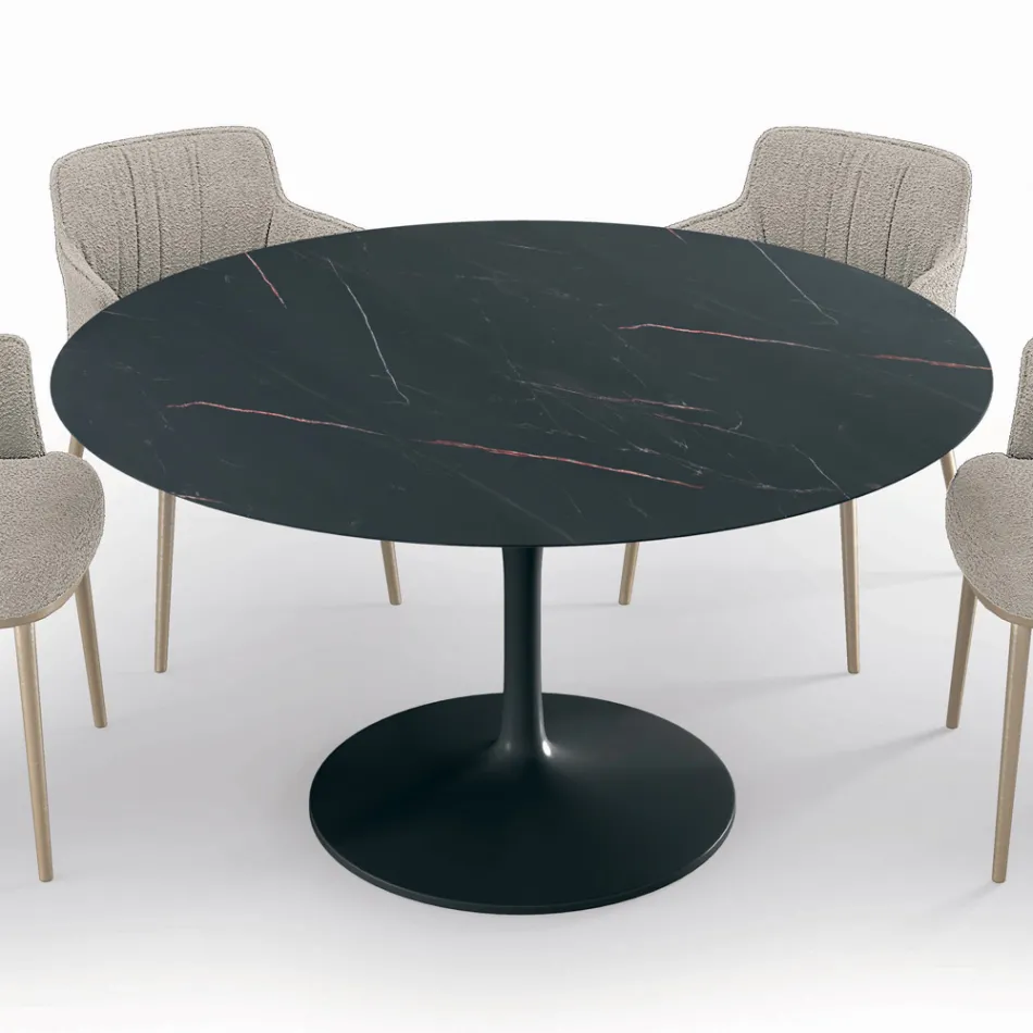 Table de salon ronde fixe en stratifié et aluminium fabriquée en Italie - Dollars Viadurini