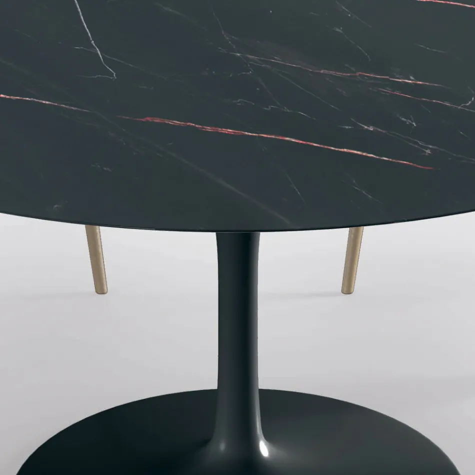 Table de salon ronde fixe en stratifié et aluminium fabriquée en Italie - Dollars Viadurini