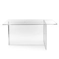 Table Selenia au design minimaliste en plexiglas transparent, fabriquée en Italie