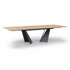 Table design extensible jusqu'à 294 cm en bois et métal Made in Italy - Nuzzo Viadurini